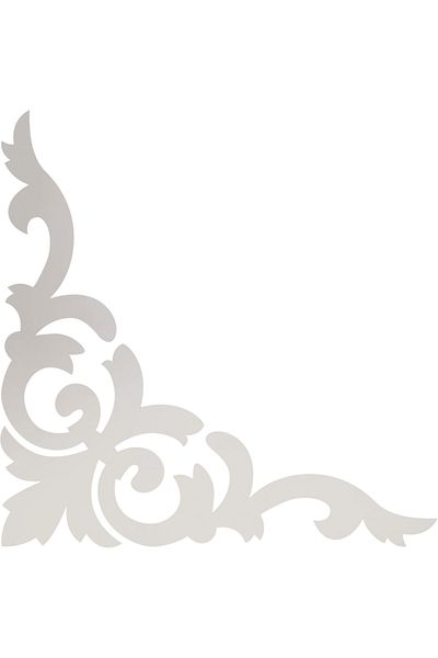 keciidizayn Decorative Adhesive Furniture Cabinet Ornament Border 20 X 20 Cm Corner Mirror Plexi 4 Pcs Gold - Silver