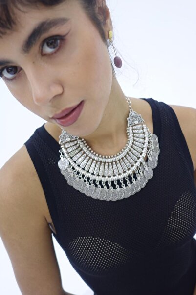 OneArjethnic Gümüş kaplama tura detay maksimalist kolye