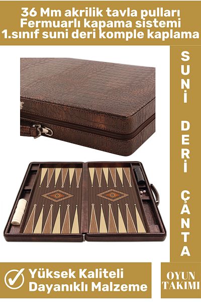 Wintoup High Quality Premium Faux Leather Finish - Acrylic Large Size Backgammon Set with Zipper and Sequin