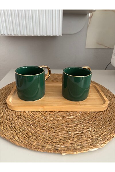 SEVEN7 Kırmızı Porselen Gold Kulplu Mug Kahve Çay Bardağı Renkleri 200ml