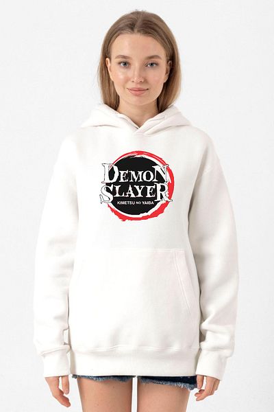 Tshirthane Demon Slayer Anime Squad Demon Slayer Kimetsu No Yaiba White Women's 3ip Hooded Sweatshirt