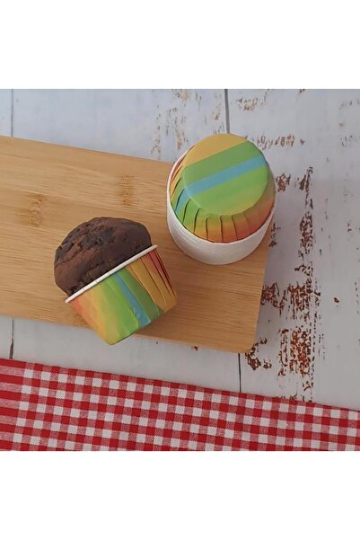 SURPRISE PARTY STORE Gökkuşağı Desenli 50'li Fırına Girebilen Muffin Cupcake ...