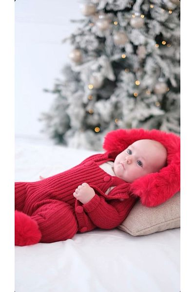 Nipperland New Year's Collection Sheep Wool Fur Baby Romper Set
