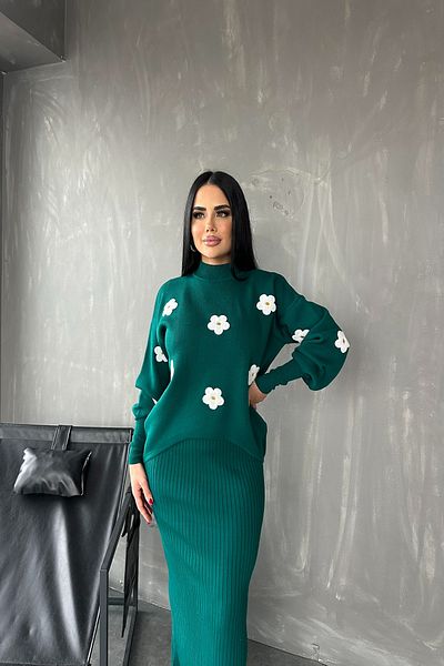 LİLA İSTANBUL Rochie cu imprimeu floral din tricotaje duble cu gât