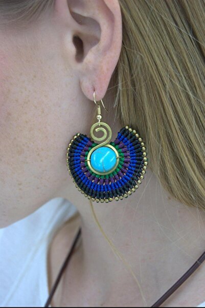 OneArjethnic Makrome ip  boncuk detay handmade küpe