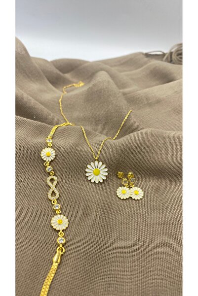 SURA SILVER PAPATYA MODEL 925 AYAR GOLD SET (KOLYE,BİLEKLİK VE KÜPE)