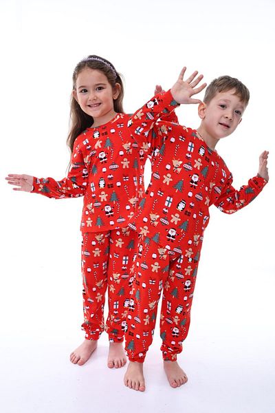 ARBİ kids Unisex Christmas Christmas New Year Pajamas Set Hundred Percent Cotton Pajamas Set
