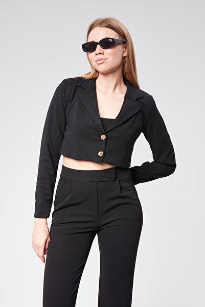 VıoShıne Jachetă Crop din țesătură Scuba pentru damă