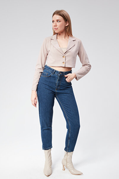 VıoShıne Kadın Scuba Kumaş Crop Ceket