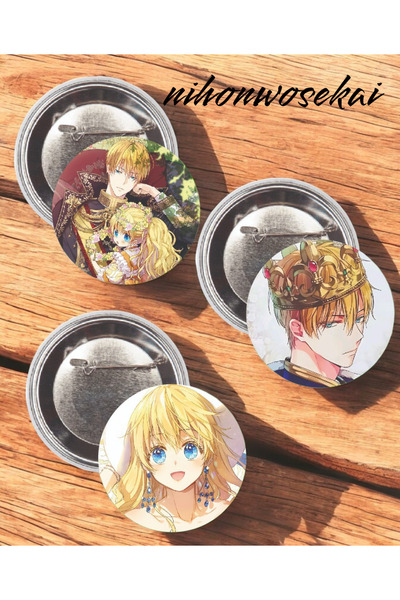 nihonwosekai 3 ADET 37mm WMMAP Who Made Me a Princess Anime Manhwa Buton Rozet