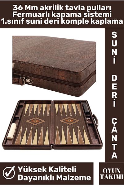 Wintoup Premium High Quality - Zippered Faux Leather Finish, Acrylic Sequin Medium Size Backgammon Set