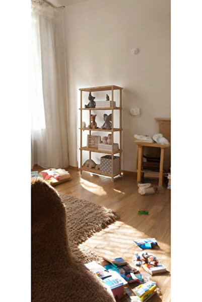 HESA 5li raf ahşap ayaklı ahşap ayaklı obje koyma rafı