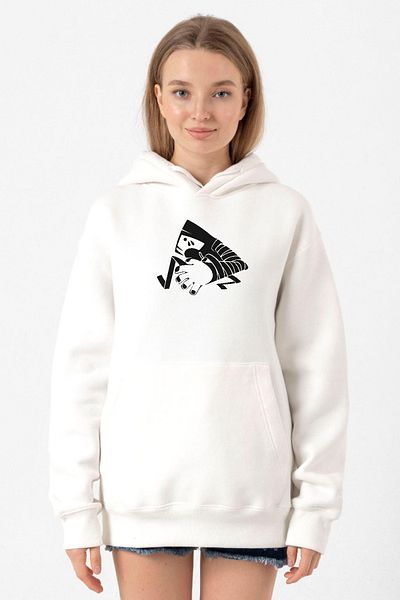 Tshirthane Monogatari Anime Suruga Monkey Symbol White Women's 3ip Hooded Sweatshirt