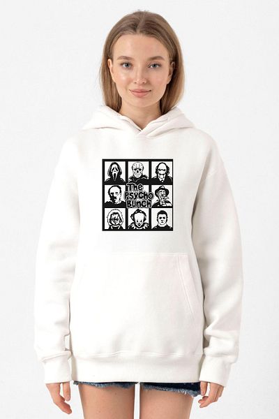 Tshirthane The Psycho Bunch White Women's 3ip Hooded Sweatshirt
