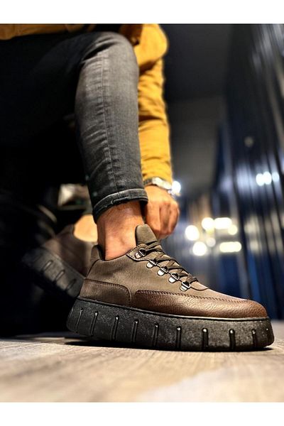 Angoravi High Sole Casual Shoes Brown (Black Sole)