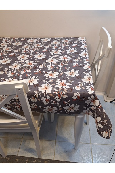 Başak Ev Tekstili Fiber Pvc Oilcloth - Patterned Erasable Tablecloth (Grey)