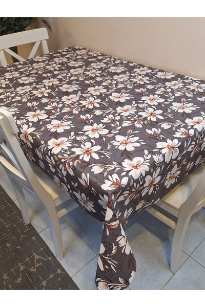 Başak Ev Tekstili Fiber Pvc Oilcloth - Patterned Erasable Tablecloth (Grey)