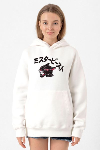 Tshirthane Mr Beast Kanji White Women's 3ip Hooded Sweatshirt