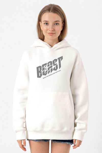 Tshirthane Mr Beast Make The World White Women's 3ip Hooded Sweatshirt