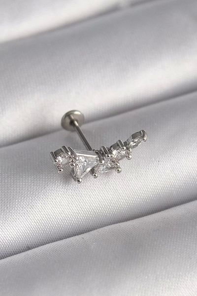 Clariss 316L Steel Silver Color Zircon Stone Tragus Piercing