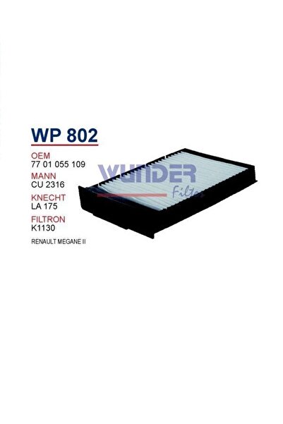 WUNDER Wp-802 Polen Filtresi - Megane 2 - 1,6 16v (2004-2009)