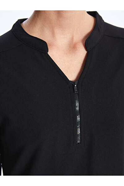 LC Waikiki Black Scoop Neck Straight Long Sleeve Women Evening Dress