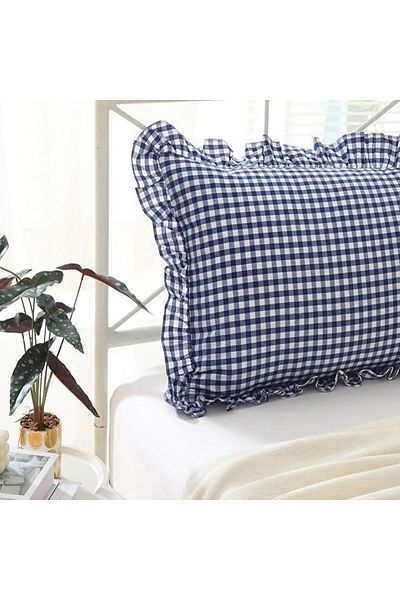 Erba kreasyon 50x135cm Ruffle Decor Μαξιλαροθήκη εγκυμοσύνης - Gingham Long Pillow