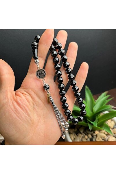 dergah tesbih İsimli Oltu Taşı Full Gümüş İşleme Yeni Sezon