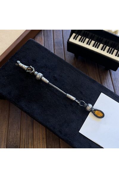 dergah tesbih Silver Kazaziye Whips with Honey Stone