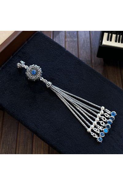 dergah tesbih Ottoman Motif Enameled Silver Tassel