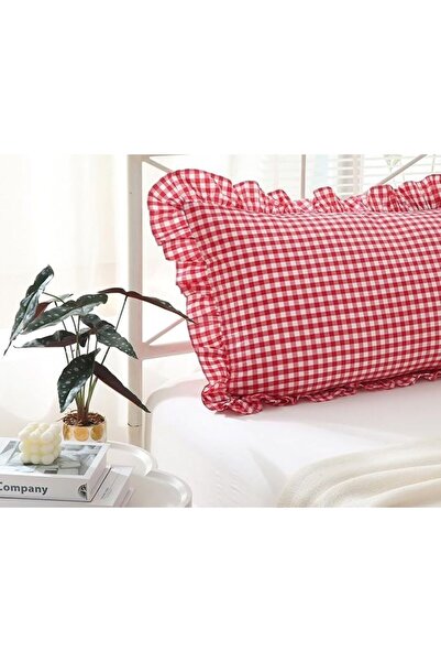 Erba kreasyon 50X135Cm Ruffle Decor Maternity Pillowcase - Gingham Long Pillow