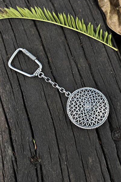 dergah tesbih Kalkan Motif Gümüş Telkari Anahtarlık