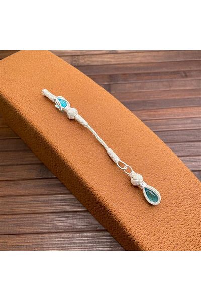 dergah tesbih Silver Kazaziye Whips with Turquoise Stones