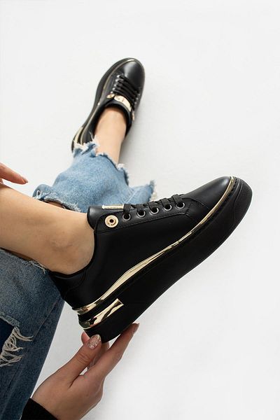 PARİS Women's Black S. Simple and Stylish Design Sneakers