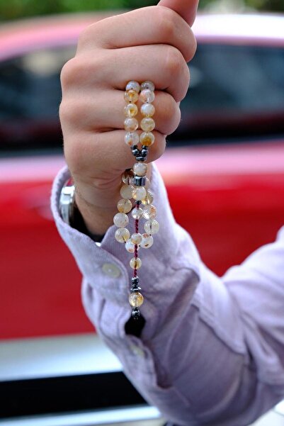 dergah tesbih Orjinal Doğal Sitrin Taşı Tesbih