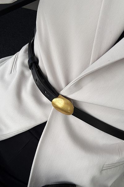 LEONAS Antique Belt with Gold Drop Buckle Black
