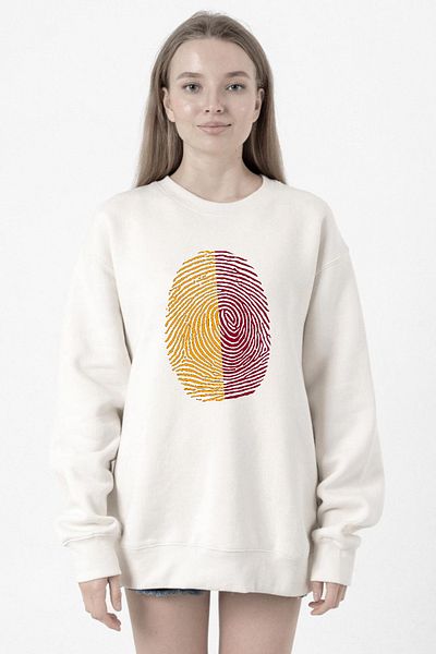 Tshirthane Yellow Red Fingerprint White Women's 2Ip Sweatshirt