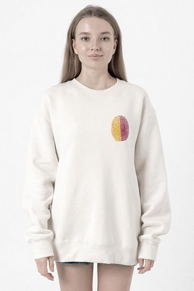 Tshirthane Yellow Red Fingerprint White Women's 2Ip Sweatshirt