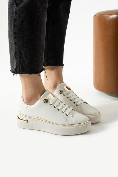 PARİS Pantofi sport albi de damă cu design simplu și elegant