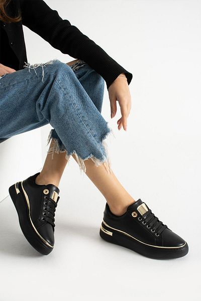 PARİS Women's Black S. Simple and Stylish Design Sneakers