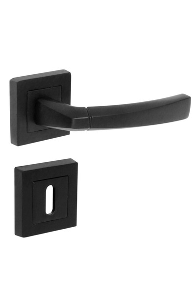 Nobel Planet Alm. Materyal Mat Siyah Kare Rozetli Kapı Kolu - ODA KAPI KOLU