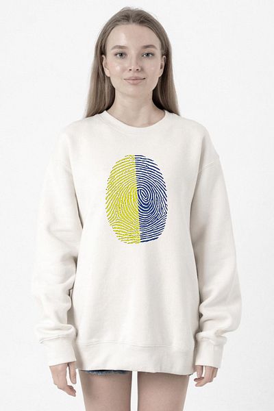 Tshirthane Yellow Navy Blue Fingerprint White Women's 2Ip Sweatshirt