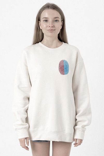 Tshirthane Burgundy Blue Fingerprint White Women's 2Ip Sweatshirt