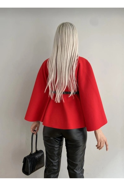 Raspino KADIN KAŞE KUMAŞ KEMERLİ PANÇO