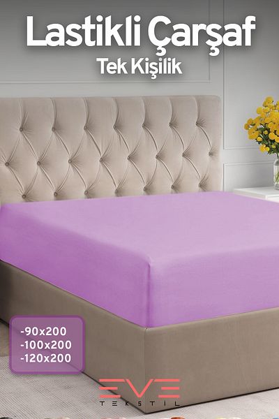 Eve Tekstil 100% Natural Cotton Single Rainforce Fabric Elastic Sheet and Pillowcase Set