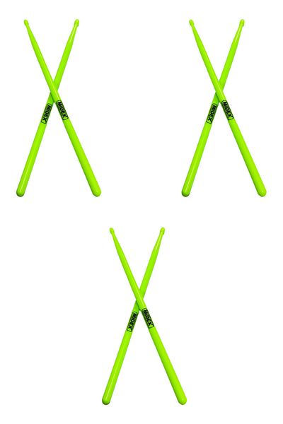 Midex GFK-801LGR-3X 5A Палки за барабани, нечупливи полиемидни, светло зелени, цвят 5A, 6 броя