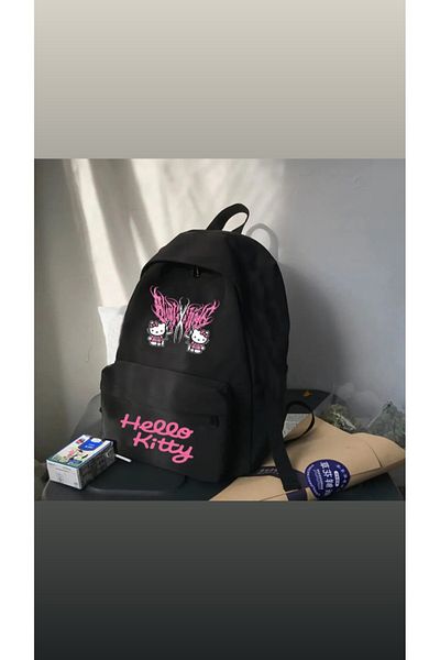 Denik Hello City Printed Μαύρο Laptop Σχολικό Μάθημα Κάμπινγκ Ταξίδι Ταξίδι Καθημερινής Χρήσης Σακίδιο πλάτης