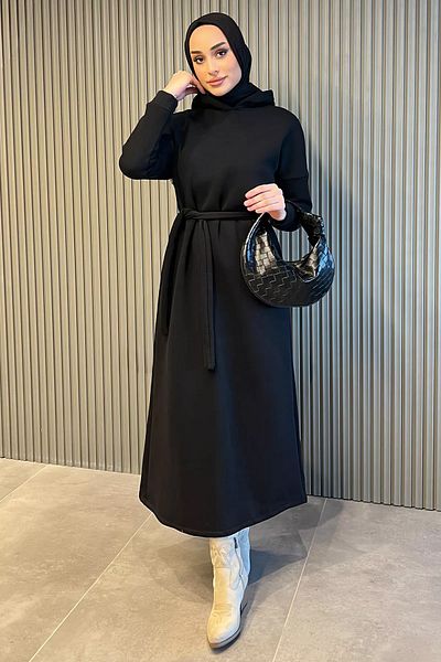 julude Φόρεμα Hijab με μαύρη κουκούλα με τρεις κλωστές
