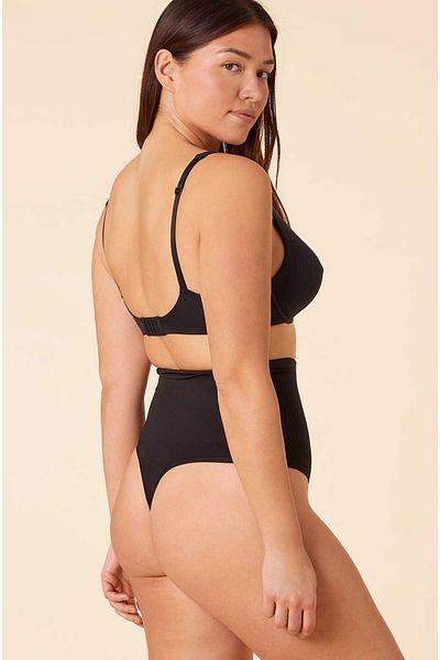 MİSTİRİK Large Size Montela Model - Firming and Push up String Panties, Black Color