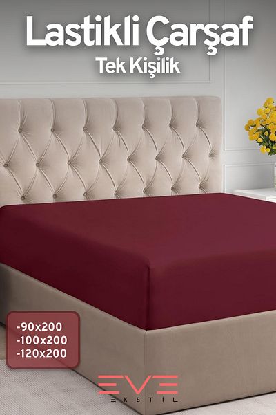 Eve Tekstil 100% Natural Cotton Single Rainforce Fabric Elastic Sheet and Pillowcase Set